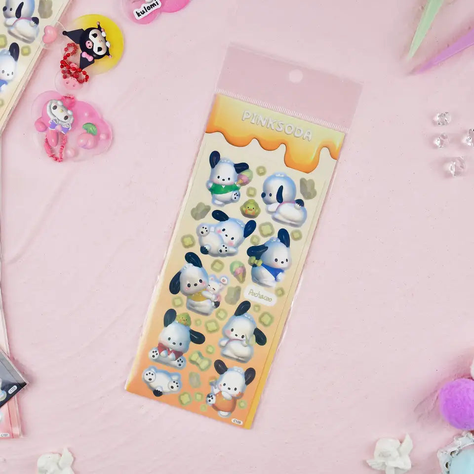 Hello Kitty, Kuromi, Cinnamoroll, Pochaco & PomPom Purin Sticker Sheets 🤩