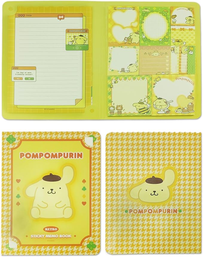 Kawaii Sticky Note Memo Retro Book - Hello Kitty, My Melody, Kuromi, Pochaco & Pom Pom Purin
