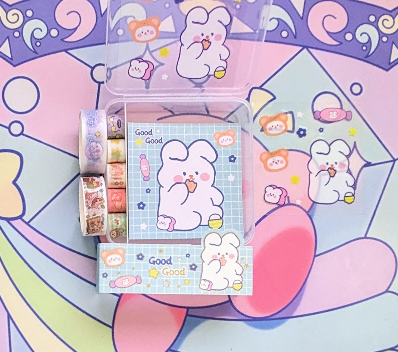 Kawaii Stationery Set (memo paper, washi tape & stickers)