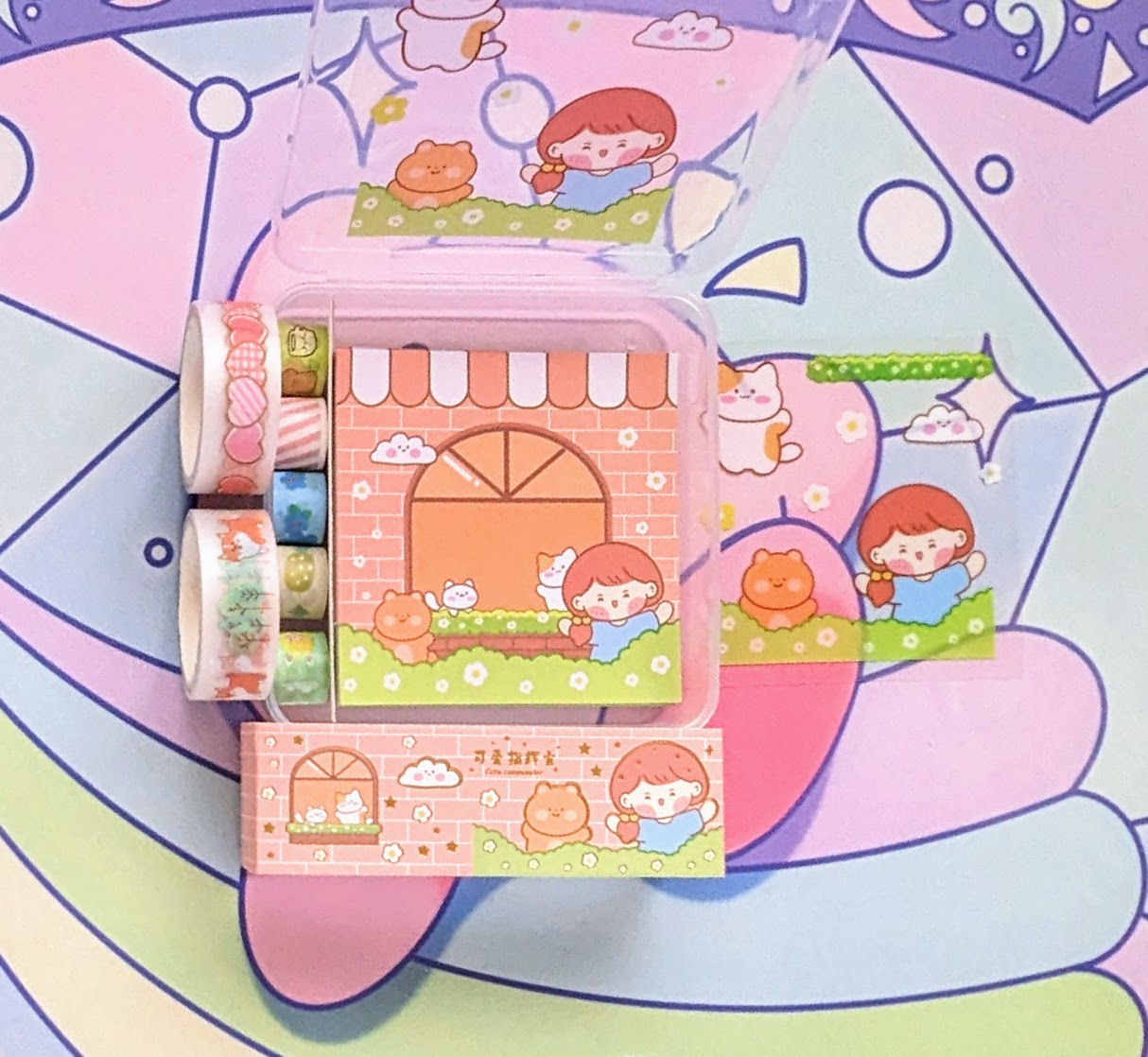 Kawaii Stationery Set (memo paper, washi tape & stickers)