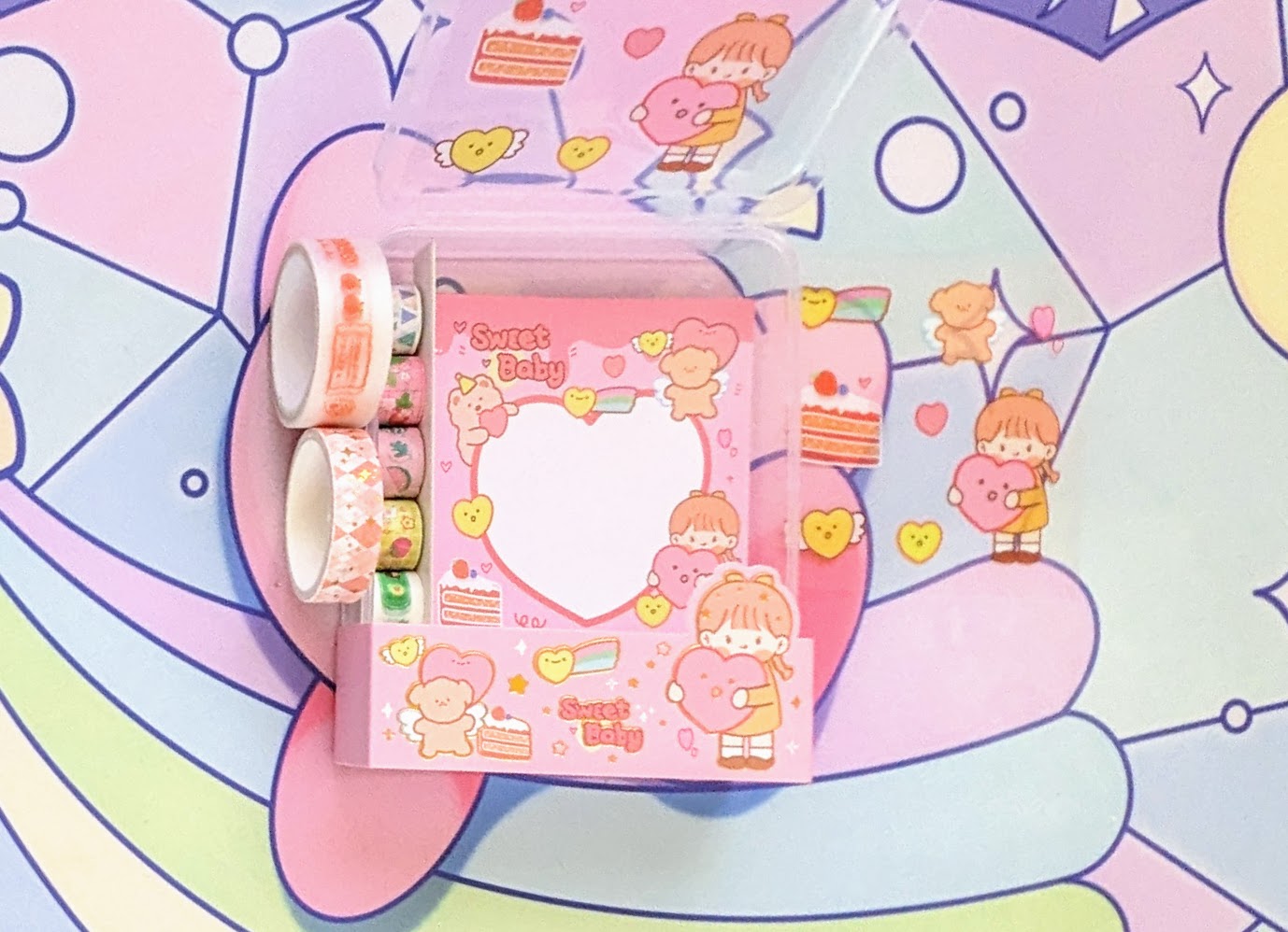 Kawaii Stationery Set (memo paper, washi tape & stickers)