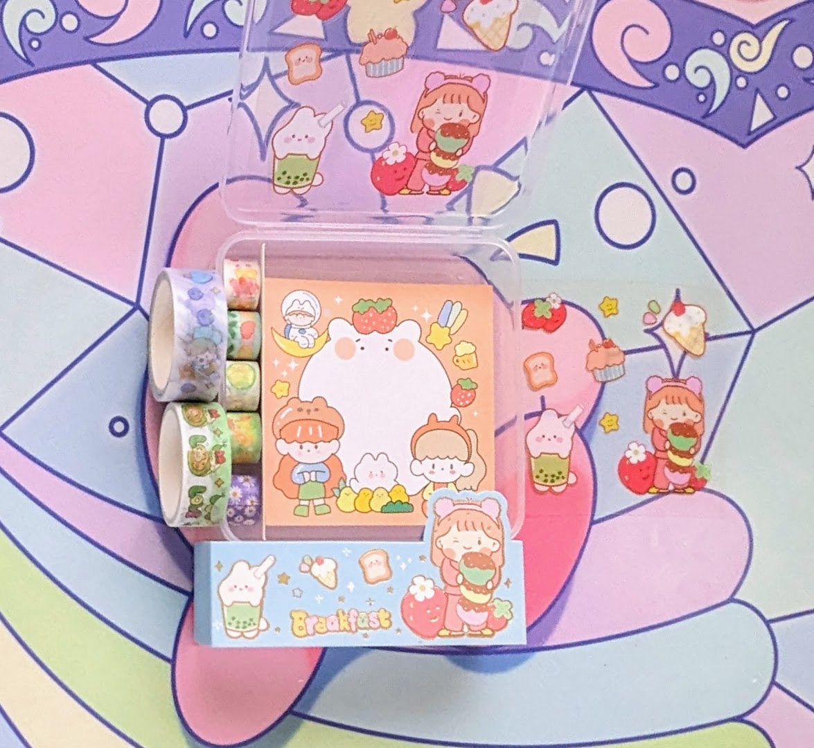 Kawaii Stationery Set (memo paper, washi tape & stickers)