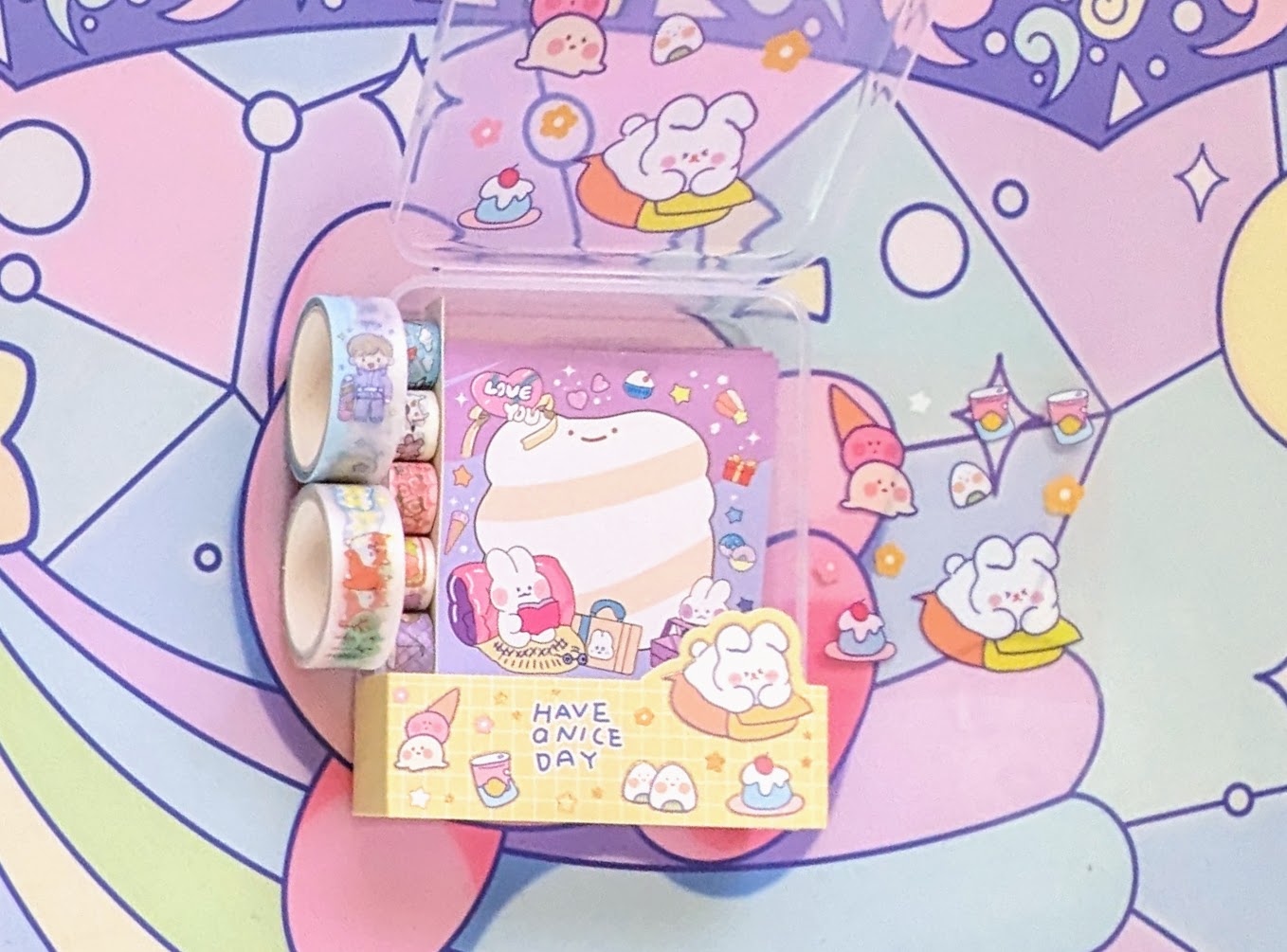 Kawaii Stationery Set (memo paper, washi tape & stickers)