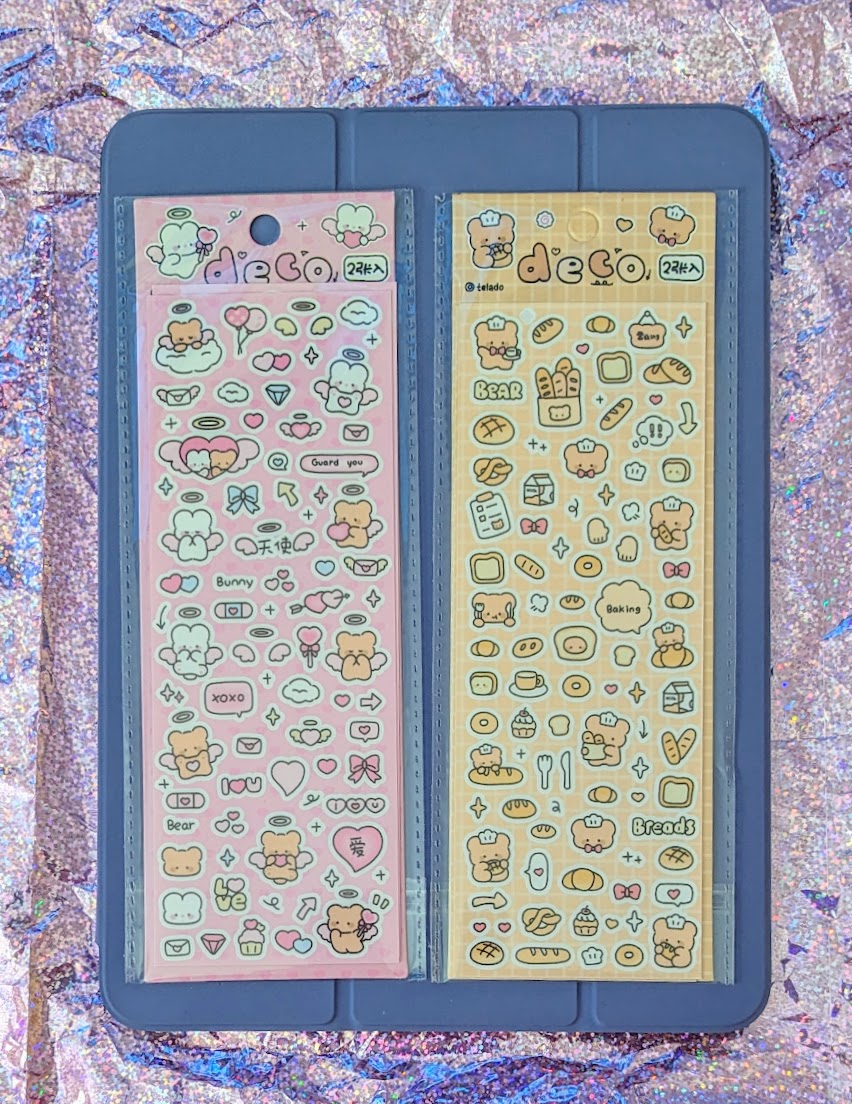 Kawaii Bear Deco Sticker Sheet - Set of 2