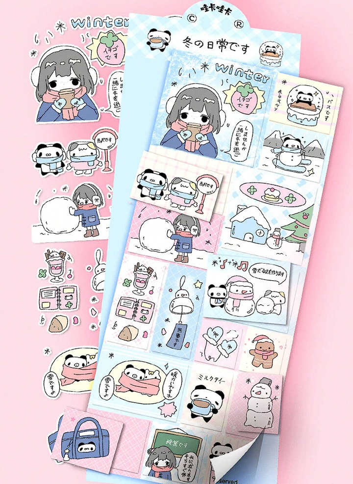 Cute Japanese Stickers available in 6 different designs