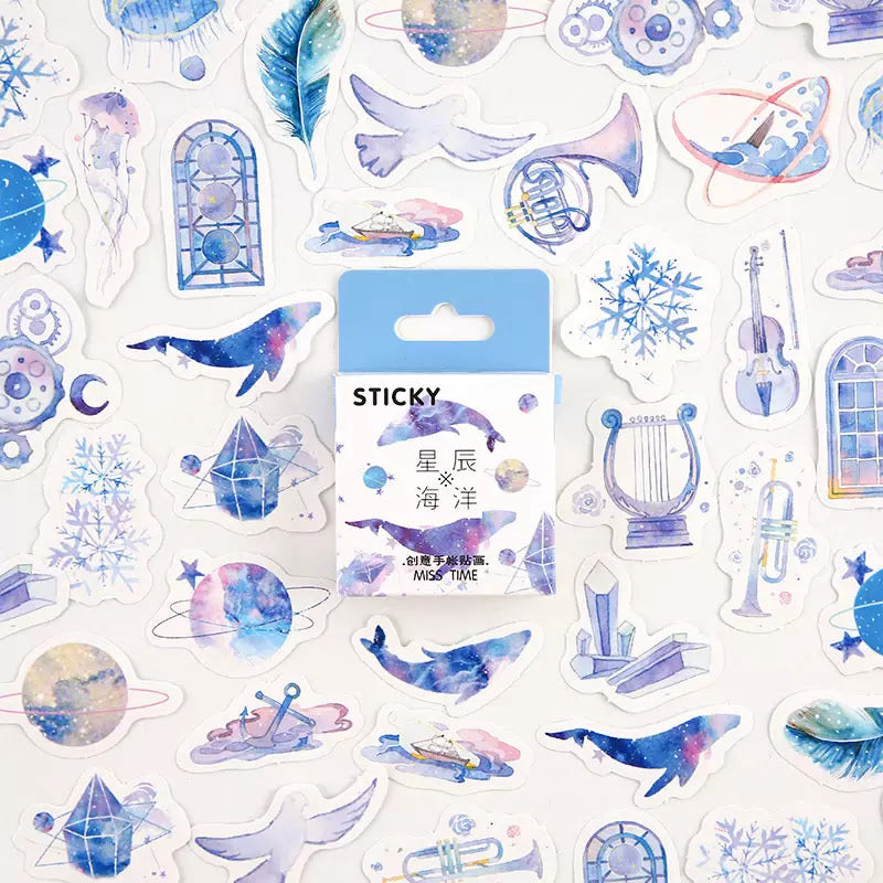 Kawaii Aesthetic Cute Scrapbooking Stickers – Starlight Glitter Notes
