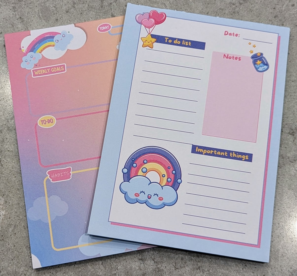 Kawaii Cloudy Journal Pad & Rainbow Magic (5 in x 7 in)