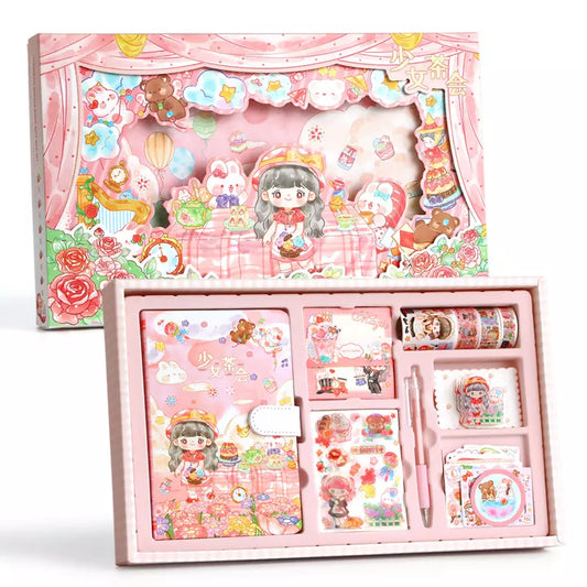 Kawaii Princess Journal Stationery Set in Pink