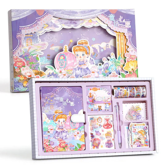 Kawaii Princess in Purple Stationery Set