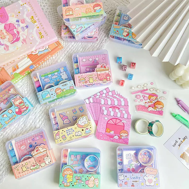 Kawaii Stationery Set (memo paper, washi tape & stickers)