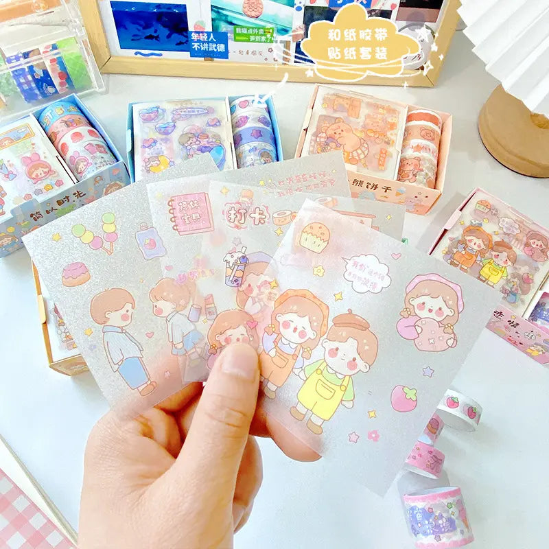 Kawaii Washi Tape & Sticker Combination Sets